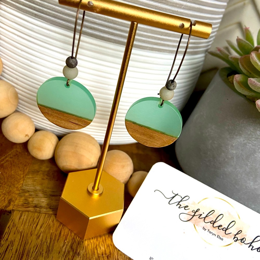 Homemade Wood and Resin Earrings
